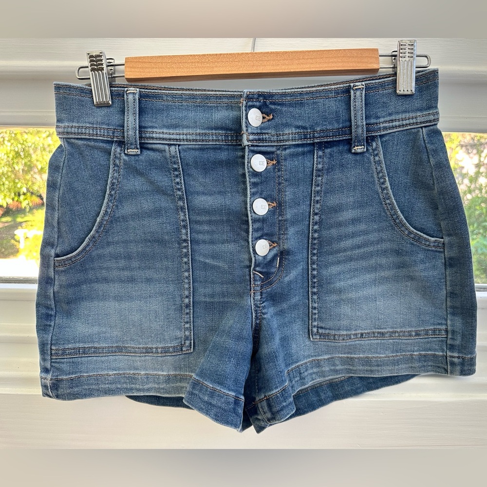 Evereve Blue Jean Shorts with Button Fly